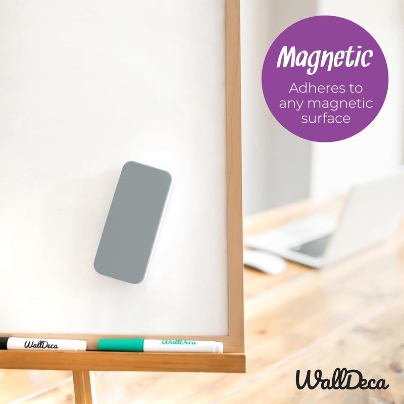 WallDeca Dry Eraser, Felt Bottom Surface Whiteboard Cleaner, Dry Wipe Board Eraser, Magnetic Tool for Dry Erase Board, Works on All Whiteboard Surfaces, Glass Board and Presentation Surfaces (Grey) - Image 3